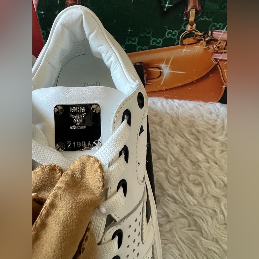 MCM White Skyward Visetos Shoe withbox - Picture 9 of 15